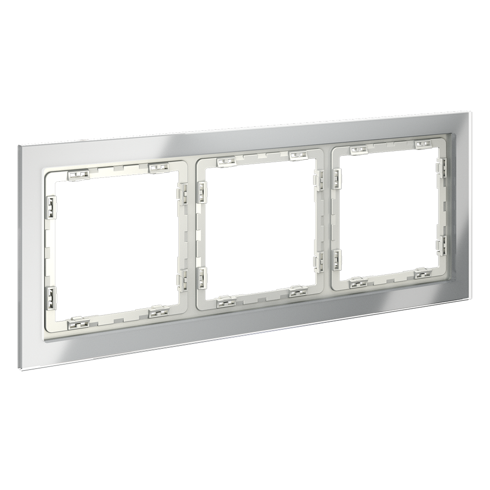 Рамка стеклянная Voltum S70 на 3 поста Сталь глянцевая VLS110305 — изображение 2