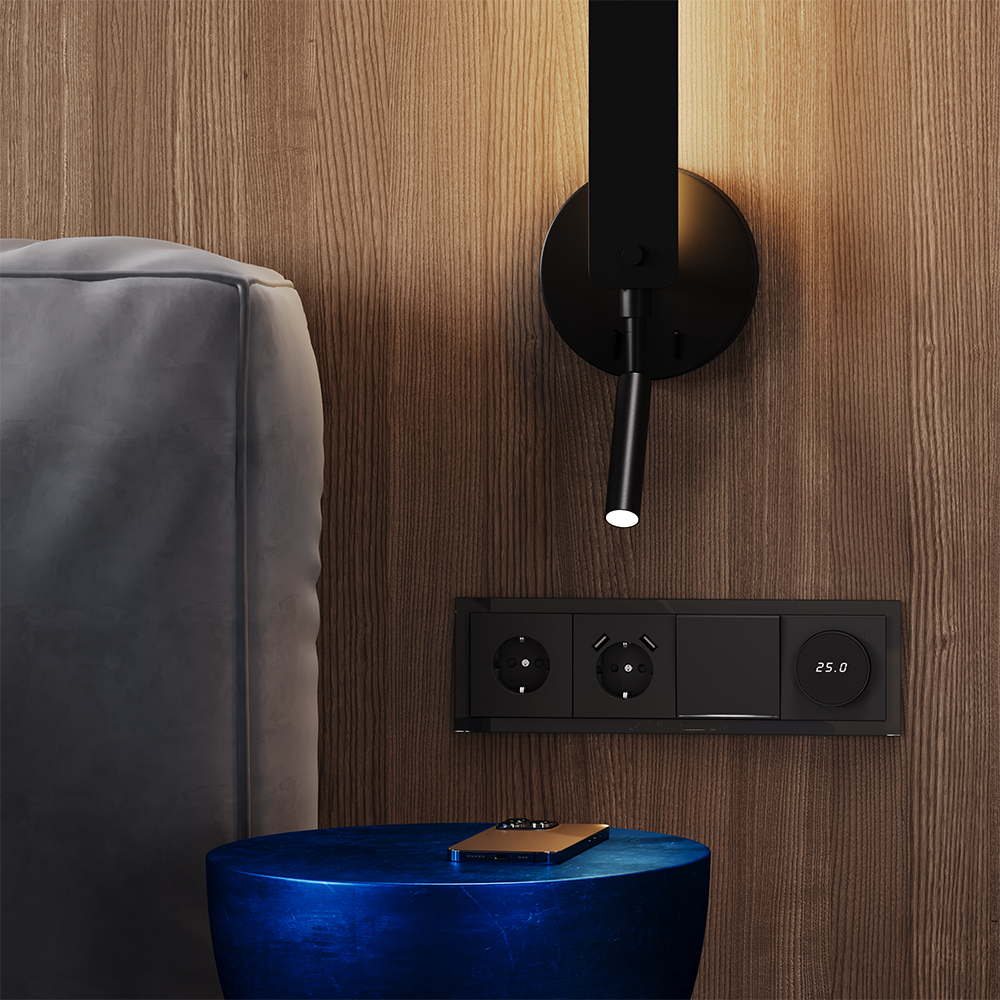 Рамка стеклянная Voltum S70 на 4 поста Черный глянцевый VLS110408 — изображение 4