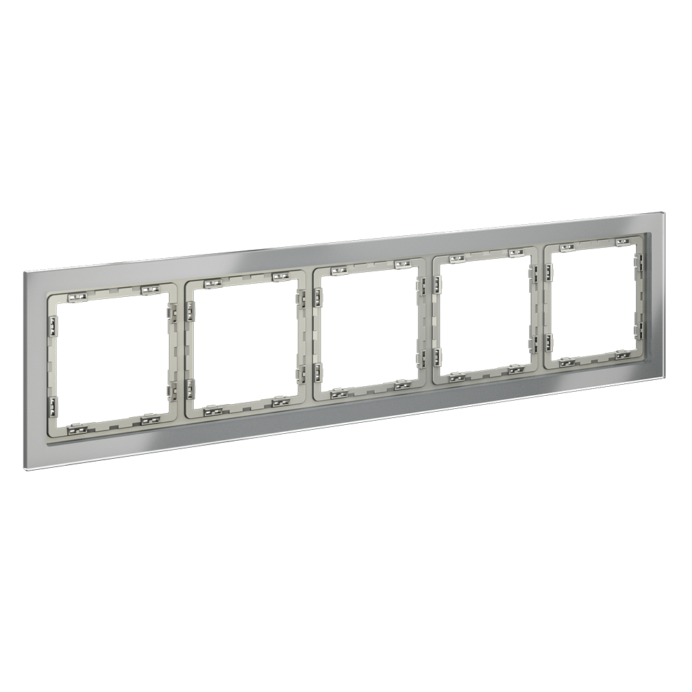 Рамка стеклянная Voltum S70 на 5 постов Сталь глянцевая VLS110505 — изображение 2
