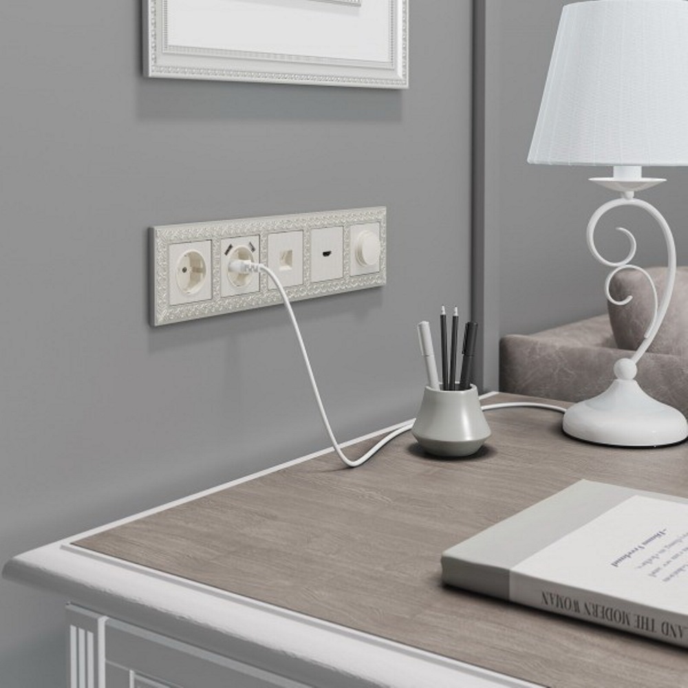 Накладка для розетки HDMI Werkel Перламутровый рифленый W1196013 — изображение 2