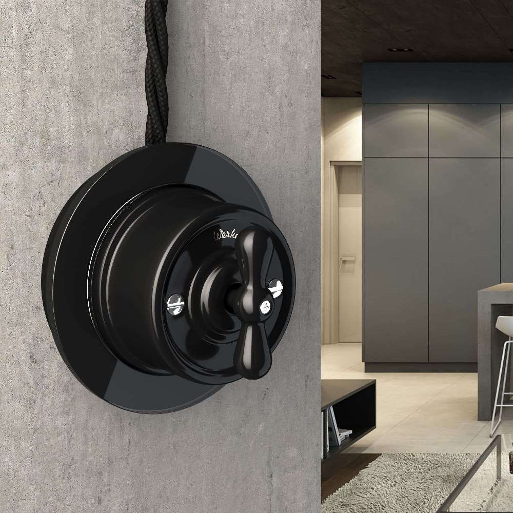 Переключатель-выключатель одноклавишный Werkel Ретро Черный W5612008 — изображение 2